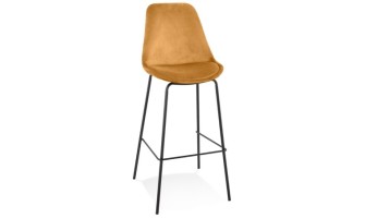 BS05670MUBL 5404028318515 Tabouret de bar SPARK en velours moutarde et pieds en métal noir