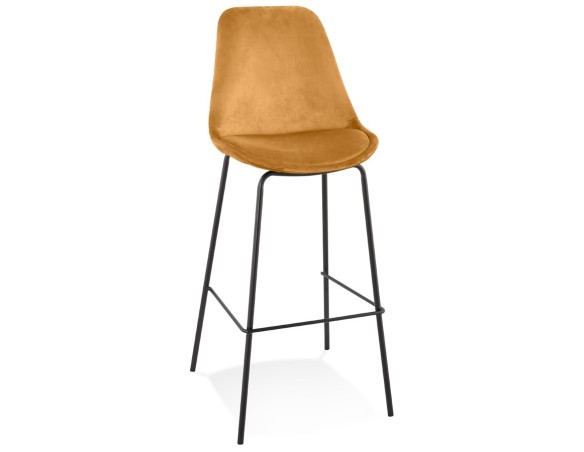 BS05670MUBL 5404028318515 Tabouret de bar SPARK en velours moutarde et pieds en métal noir