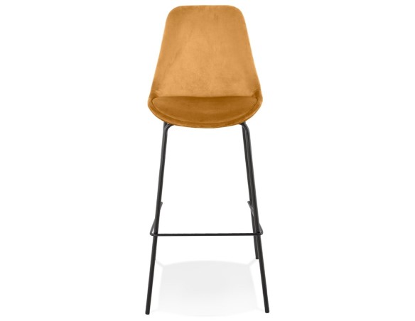 Tabouret de bar SPARK en velours moutarde et pieds en métal noir