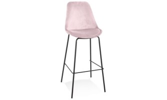 BS05690PIBL 5404028318553 Tabouret de bar SPARK en velours rose et pieds en métal noir
