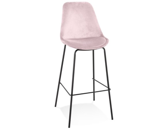 BS05690PIBL 5404028318553 Tabouret de bar SPARK en velours rose et pieds en métal noir