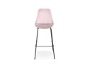 Tabouret de bar SPARK en velours rose et pieds en métal noir
