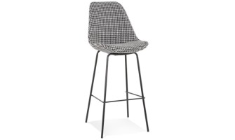 BS05710DIBL 5404028318591 Tabouret de bar SPARK en tissu pied de poule et pieds en métal noir