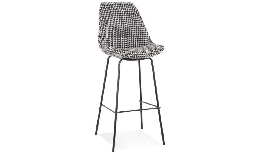 BS05710DIBL 5404028318591 Tabouret de bar SPARK en tissu pied de poule et pieds en métal noir BS05710DIBL 5404028318591 Tabouret de bar SPARK en tissu pied de poule et pieds en métal noir