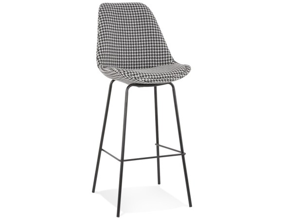 BS05710DIBL 5404028318591 Tabouret de bar SPARK en tissu pied de poule et pieds en métal noir