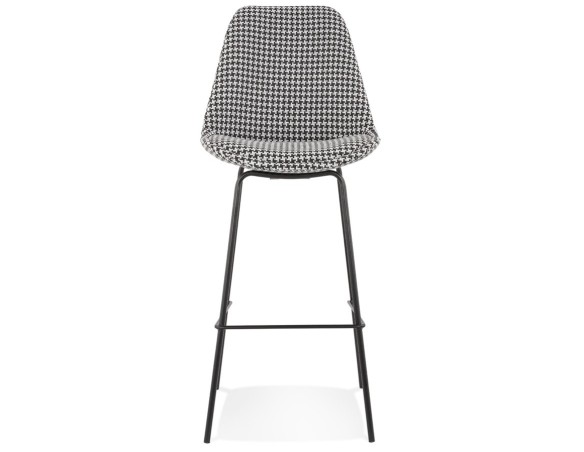 Tabouret de bar SPARK en tissu pied de poule et pieds en métal noir