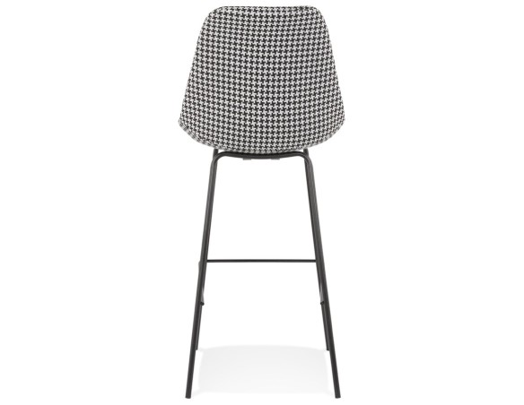 Tabouret de bar SPARK en tissu pied de poule et pieds en métal noir