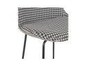 Tabouret de bar SPARK en tissu pied de poule et pieds en métal noir