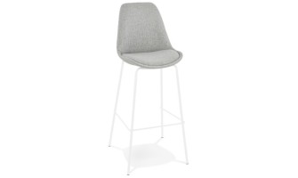 BS05930GRWH 5404028331705 Tabouret de bar ALOE en tissu gris avec pied en métal blanc