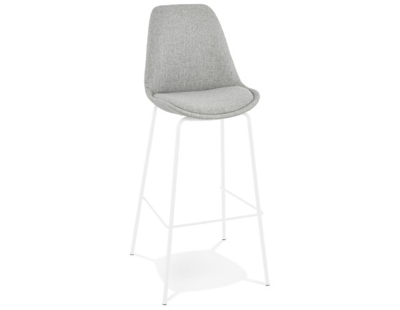 BS05930GRWH 5404028331705 Tabouret de bar ALOE en tissu gris avec pied en métal blanc
