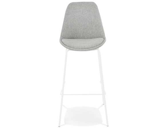 Tabouret de bar ALOE en tissu gris avec pied en métal blanc