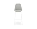 Tabouret de bar ALOE en tissu gris avec pied en métal blanc
