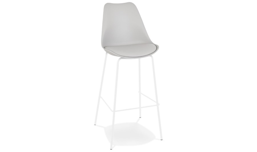 BS05940GRWH 5404028331729 Tabouret de bar design LEMON gris avec pied en métal blanc BS05940GRWH 5404028331729 Tabouret de bar design LEMON gris avec pied en métal blanc