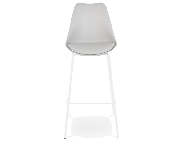 Tabouret de bar design LEMON gris avec pied en métal blanc