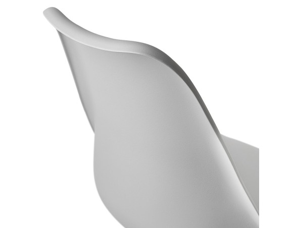 Tabouret de bar design LEMON gris avec pied en métal blanc