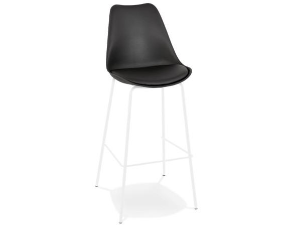BS05950BLWH 5404028331743 Tabouret de bar design LEMON noir avec pied en métal blanc