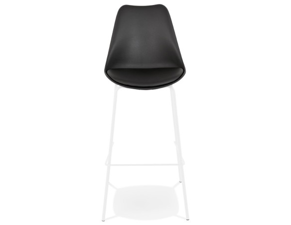 Tabouret de bar design LEMON noir avec pied en métal blanc