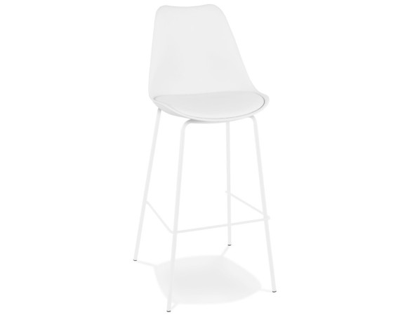 BS05960WHWH 5404028331767 Tabouret de bar design LEMON blanc avec pied en métal blanc