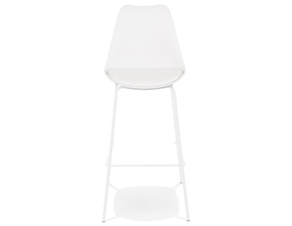 Tabouret de bar design LEMON blanc avec pied en métal blanc