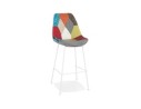 BS05980DIWH 5404028331804 Tabouret de bar CAPSUL style patchwork avec pied en métal blanc