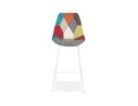 Tabouret de bar CAPSUL style patchwork avec pied en métal blanc
