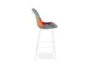 Tabouret de bar CAPSUL style patchwork avec pied en métal blanc
