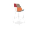 Tabouret de bar CAPSUL style patchwork avec pied en métal blanc
