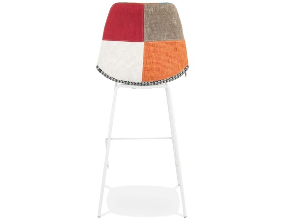 Tabouret de bar CAPSUL style patchwork avec pied en métal blanc
