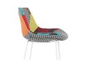 Tabouret de bar CAPSUL style patchwork avec pied en métal blanc