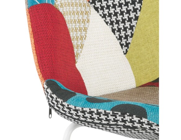 Tabouret de bar CAPSUL style patchwork avec pied en métal blanc