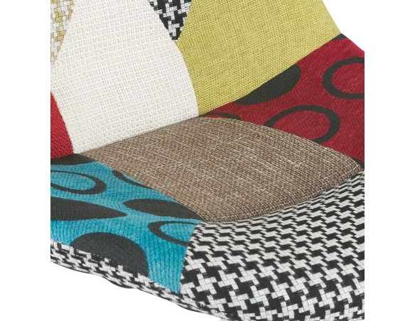 Tabouret de bar CAPSUL style patchwork avec pied en métal blanc
