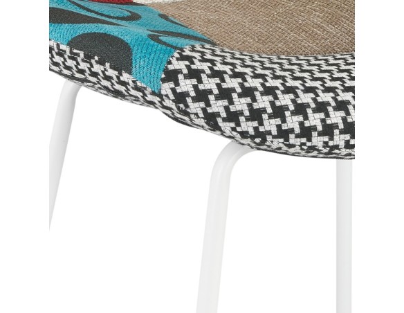 Tabouret de bar CAPSUL style patchwork avec pied en métal blanc