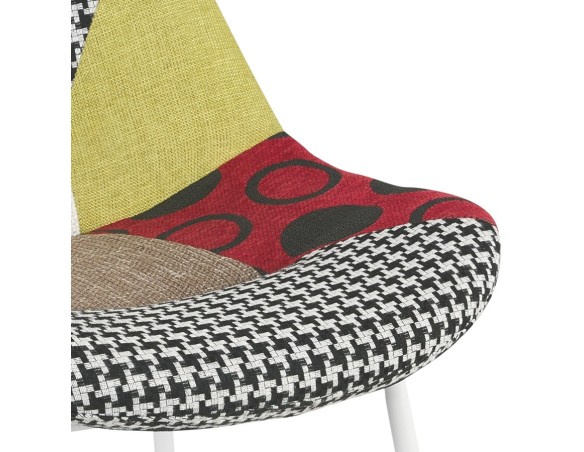 Tabouret de bar CAPSUL style patchwork avec pied en métal blanc