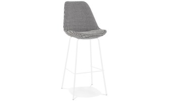 BS06000DIWH 5404028331842 Tabouret de bar SPARK en tissu pied de poule et pieds en métal blanc