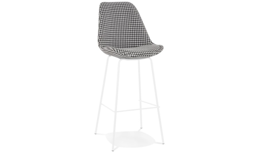 BS06000DIWH 5404028331842 Tabouret de bar SPARK en tissu pied de poule et pieds en métal blanc