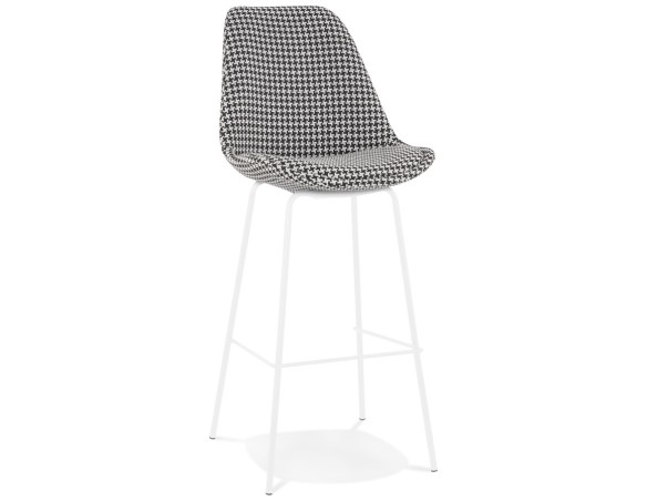 BS06000DIWH 5404028331842 Tabouret de bar SPARK en tissu pied de poule et pieds en métal blanc