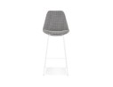 Tabouret de bar SPARK en tissu pied de poule et pieds en métal blanc