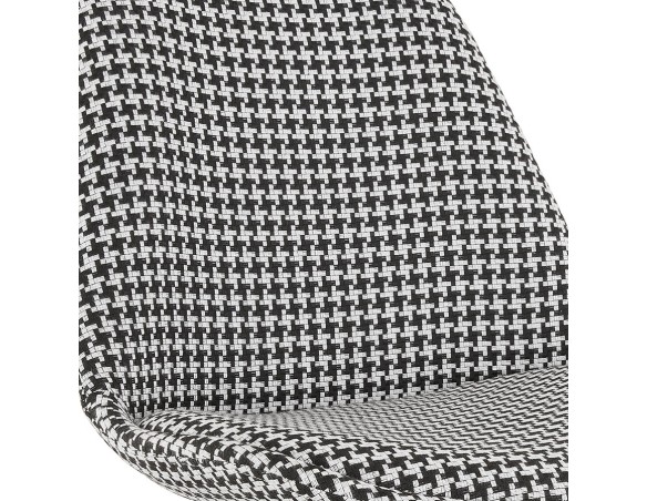 Tabouret de bar SPARK en tissu pied de poule et pieds en métal blanc