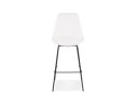 Tabouret de bar LEONIE en tissu bouloché blanc et pied en métal noir