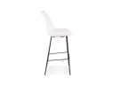 Tabouret de bar LEONIE en tissu bouloché blanc et pied en métal noir