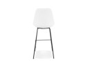 Tabouret de bar LEONIE en tissu bouloché blanc et pied en métal noir