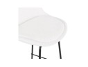 Tabouret de bar LEONIE en tissu bouloché blanc et pied en métal noir