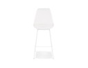 Tabouret de bar LEONIE en tissu bouloché blanc et pied en métal blanc