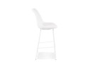 Tabouret de bar LEONIE en tissu bouloché blanc et pied en métal blanc