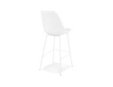 Tabouret de bar LEONIE en tissu bouloché blanc et pied en métal blanc