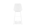 Tabouret de bar LEONIE en tissu bouloché blanc et pied en métal blanc