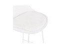 Tabouret de bar LEONIE en tissu bouloché blanc et pied en métal blanc
