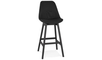 BS03990BLBL 5420072093161 Tabouret de bar design TERESA en tissu noir et pieds en bois noir