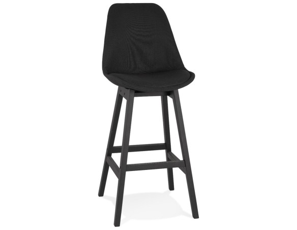 BS03990BLBL 5420072093161 Tabouret de bar design TERESA en tissu noir et pieds en bois noir