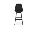 Tabouret de bar design TERESA en tissu noir et pieds en bois noir